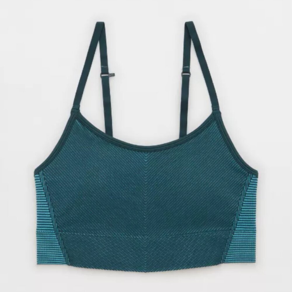 OFFLINE By Aerie Seamless Two Tone Sports Bra Deep Forest Green Size XL New